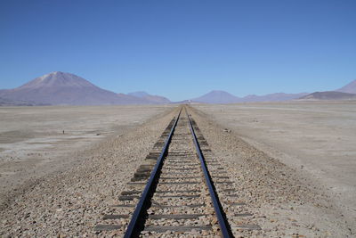 Scenic view of desert against clear blue sky