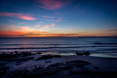 Scenic view of sea at sunset