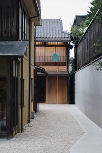 Entrance of building against clear sky