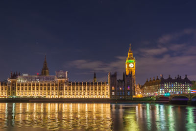 View of illuminated city at night