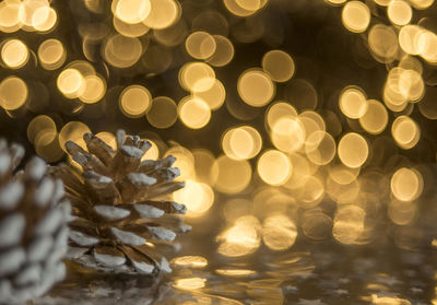 Defocused image of illuminated christmas lights