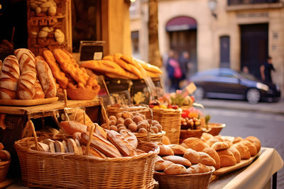 Close-up of food in wicker basket