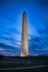 Low angle view of monument against blue sky