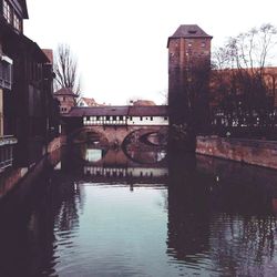 View of river with buildings in background