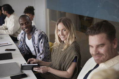 Diverse team having business meeting in conference room