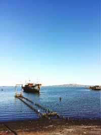 Scenic view of calm sea against clear sky