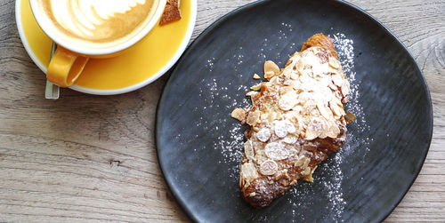 High angle view of breakfast on table