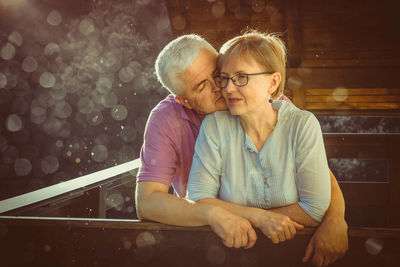 Senior couple romancing