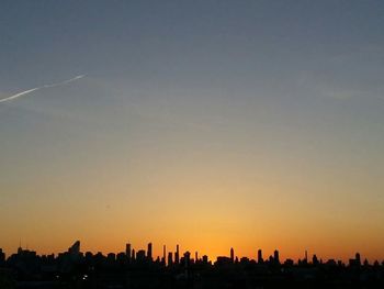 View of cityscape at sunset