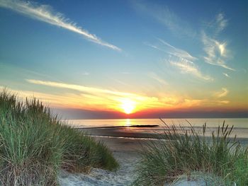 Scenic view of sea at sunset