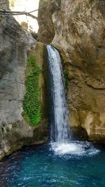 Scenic view of waterfall