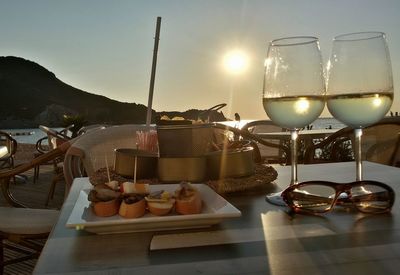 Close-up of wine in glass on table