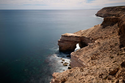 View of cliffs on beach