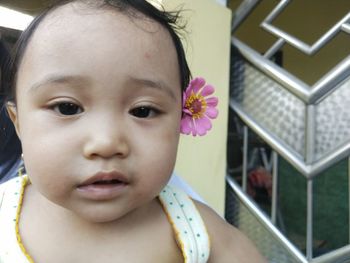 Portrait of cute baby at home