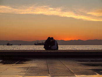 Scenic view of sea against sky during sunset