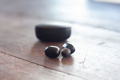 High angle view of black coffee on table