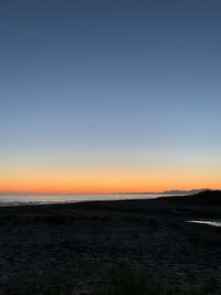 Scenic view of sea against clear sky during sunset