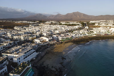 High angle view of townscape against sky