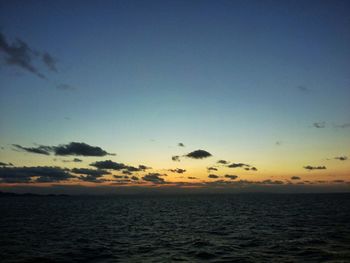 Scenic view of sea at sunset