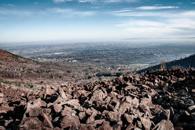 Scenic view of rocky landscape against sky