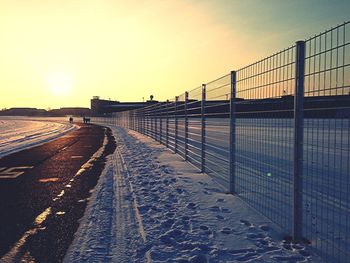 Railroad track at sunset