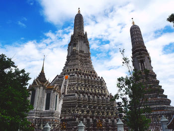 Low angle view of temple building against sky