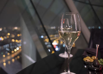 Close-up of wine glass on table