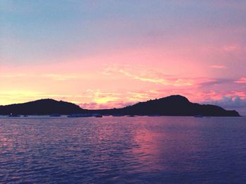 Scenic view of sea at sunset