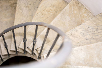 High angle view of spiral staircase