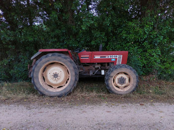 Vintage car on field