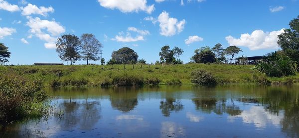 Scenic view of lake against sky