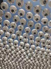 Full frame shot of lanterns hanging against clear sky