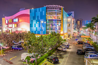 View of city street at night