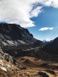 Scenic view of mountains against sky