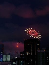 Firework display at night