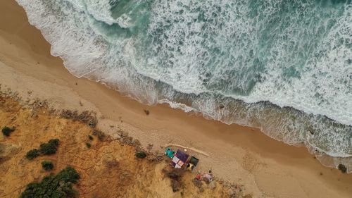 High angle view of people on beach