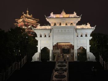 Illuminated building at night