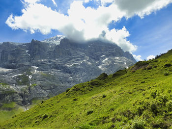 Scenic view of mountains against sky