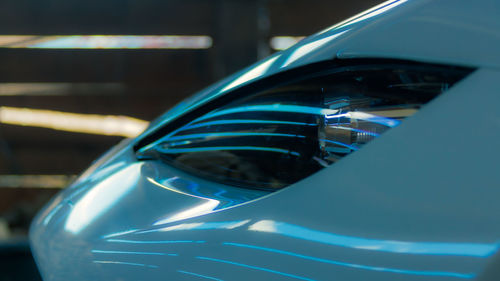 Close-up of blue car