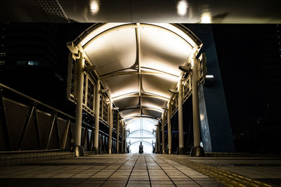 Empty illuminated corridor of building