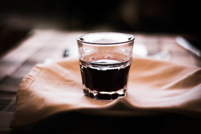 Close-up of drink in glass on table