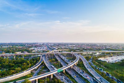 High angle view of elevated road against sky