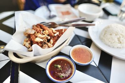 Close-up of food on table