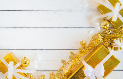 Close-up of christmas decoration on table