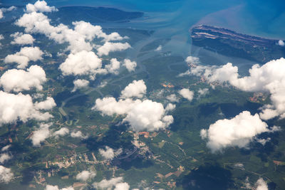High angle view of aerial view of clouds over landscape