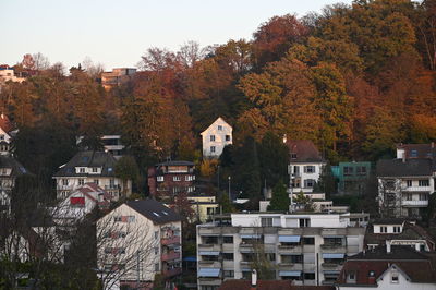 High angle view of buildings in city