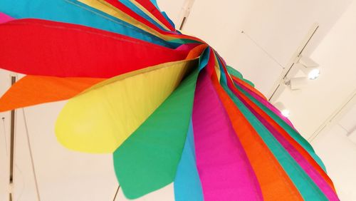 Low angle view of multi colored paper decoration