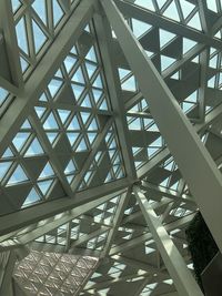 Low angle view of skylight in building