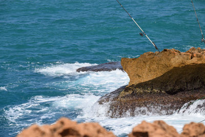 Rock formation on beach