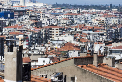 A panorama of the turkish city of izmir, with many colofrul buildings